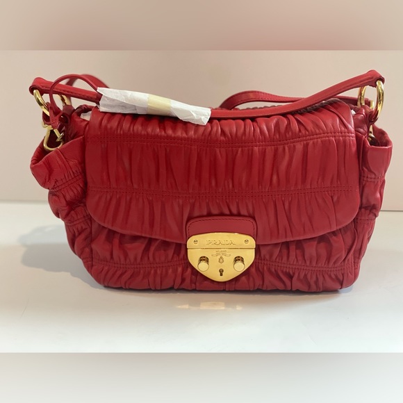 PRADA Pattina Dressy Gaufr Red bag - Picture 1 of 12